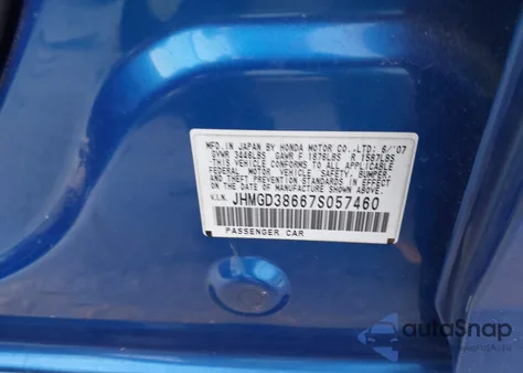 2007 Honda Fit Sport z USA, uszkodzony, nr VIN JHMGD38667S057460